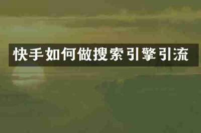 快手如何做搜索引擎引流