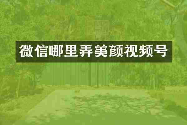 微信哪里弄美颜视频号