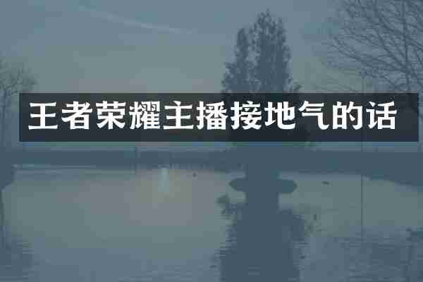 王者荣耀主播接地气的话