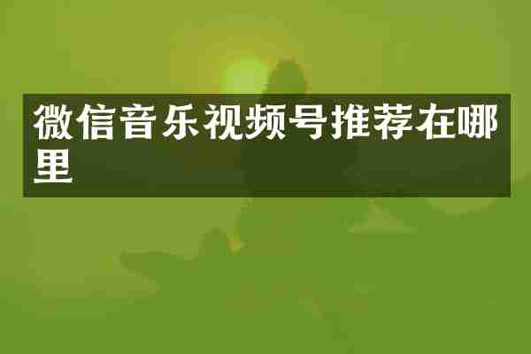 微信音乐视频号推荐在哪里