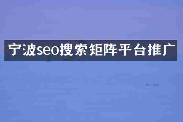 宁波seo搜索矩阵平台推广