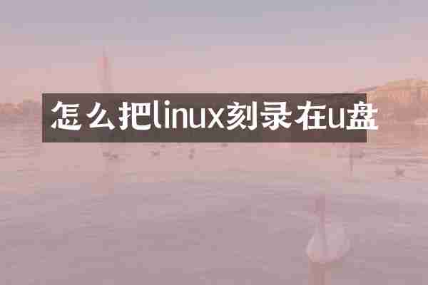 怎么把linux刻录在u盘