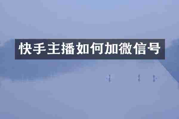 快手主播如何加微信号