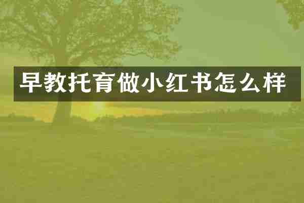 早教托育做小红书怎么样