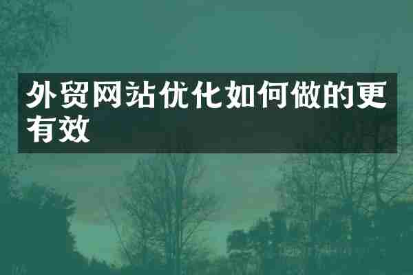 外贸网站优化如何做的更有效