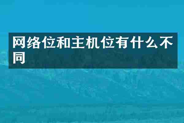 网络位和主机位有什么不同