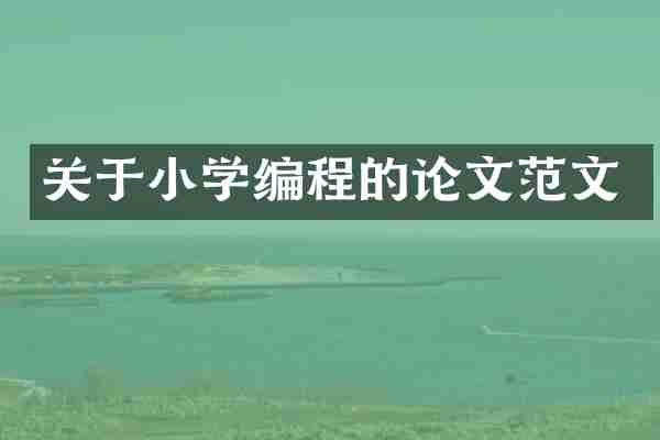 关于小学编程的论文范文