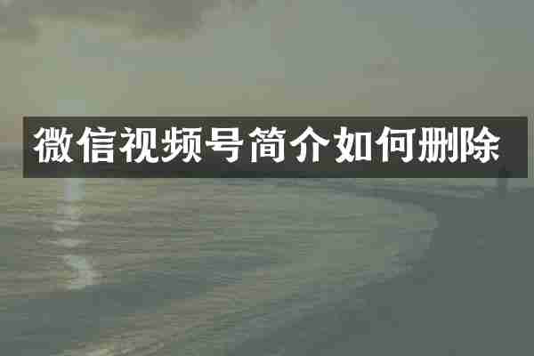 微信视频号简介如何删除