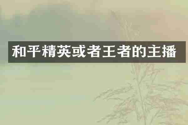和平精英或者王者的主播