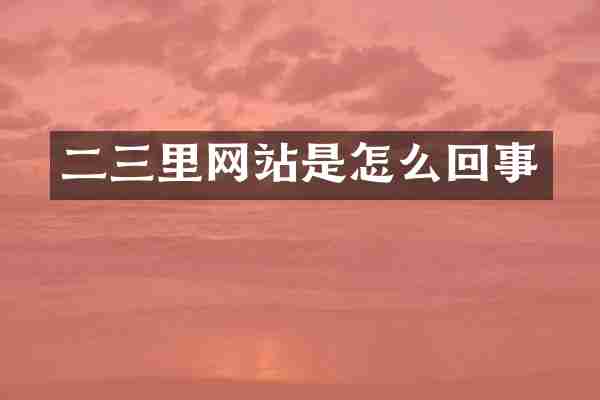 二三里网站是怎么回事