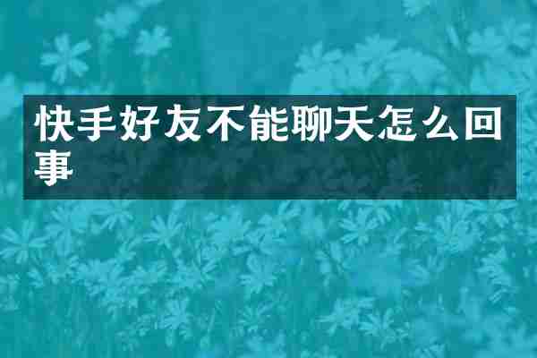 快手好友不能聊天怎么回事
