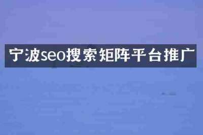 宁波seo搜索矩阵平台推广