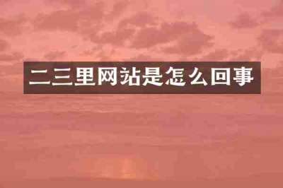 二三里网站是怎么回事