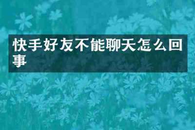 快手好友不能聊天怎么回事