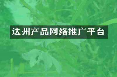 达州产品网络推广平台