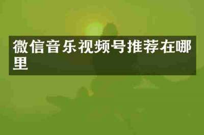 微信音乐视频号推荐在哪里