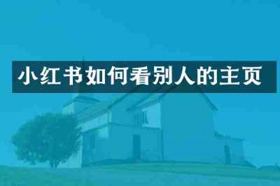 小红书如何看别人的主页