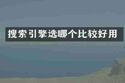 搜索引擎选哪个比较好用