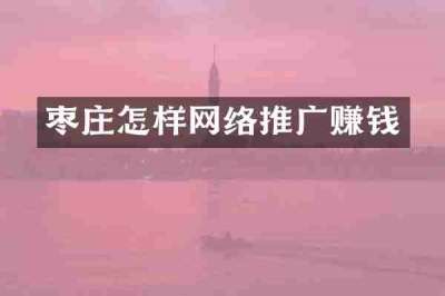 枣庄怎样网络推广赚钱