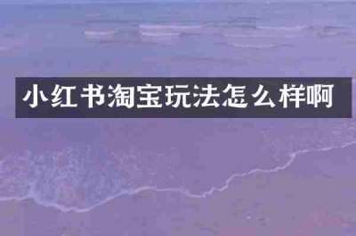 小红书淘宝玩法怎么样啊