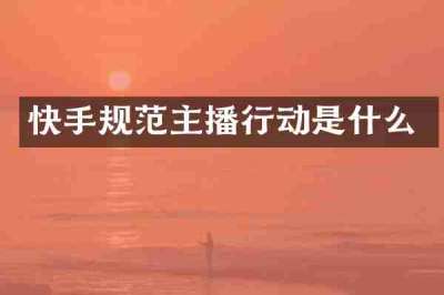 快手规范主播行动是什么