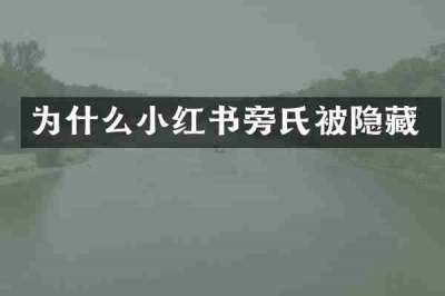 为什么小红书旁氏被隐藏