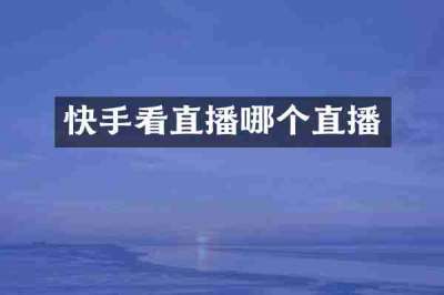 快手看直播哪个直播