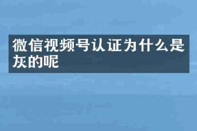 微信视频号认证为什么是灰的呢