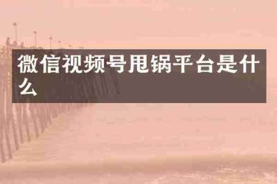 微信视频号甩锅平台是什么