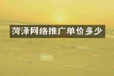 菏泽网络推广单价多少