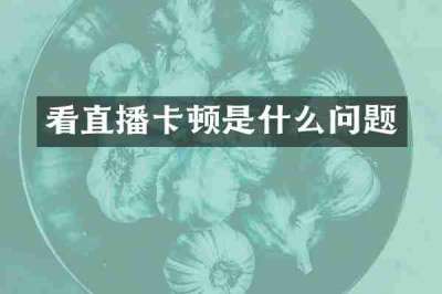 看直播卡顿是什么问题