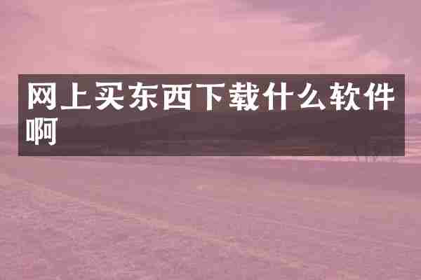 网上买东西下载什么软件啊