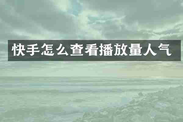 快手怎么查看播放量人气
