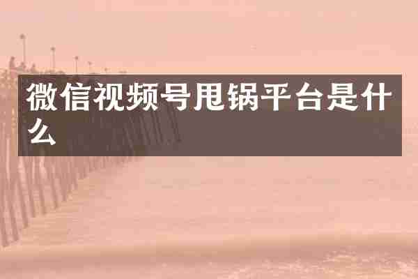 微信视频号甩锅平台是什么