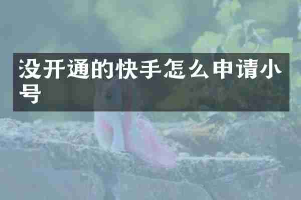 没开通的快手怎么申请小号