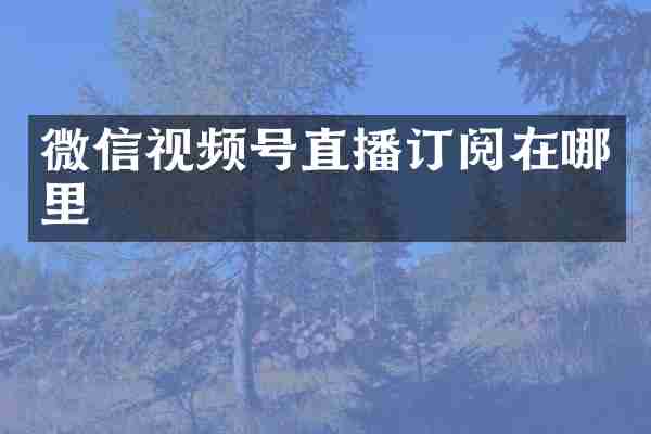 微信视频号直播订阅在哪里