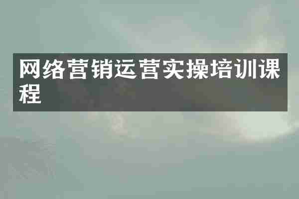 网络营销运营实操培训课程
