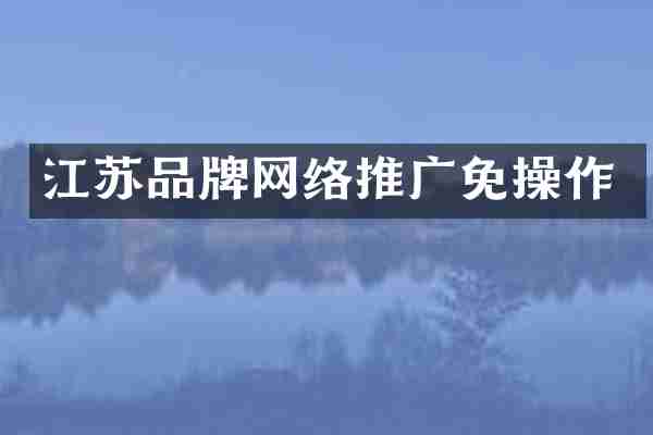 江苏品牌网络推广免操作