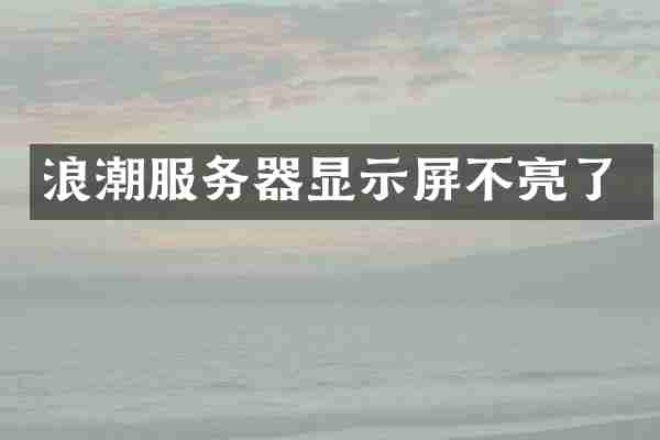 浪潮服务器显示屏不亮了