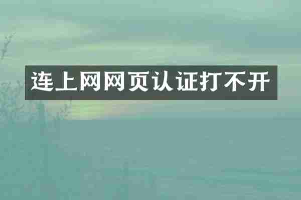 连上网网页认证打不开