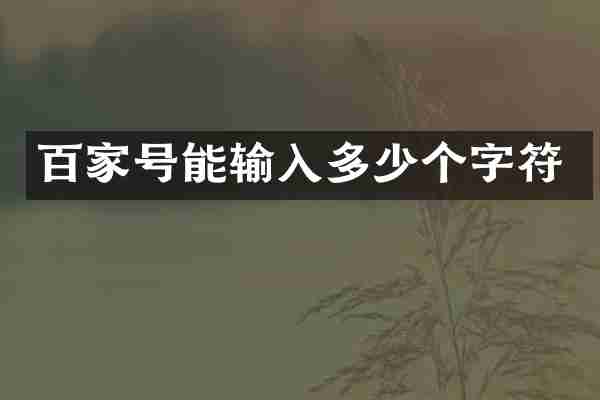 百家号能输入多少个字符