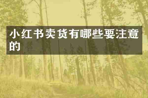 小红书卖货有哪些要注意的