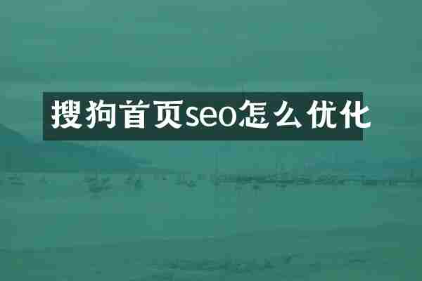 搜狗首页seo怎么优化