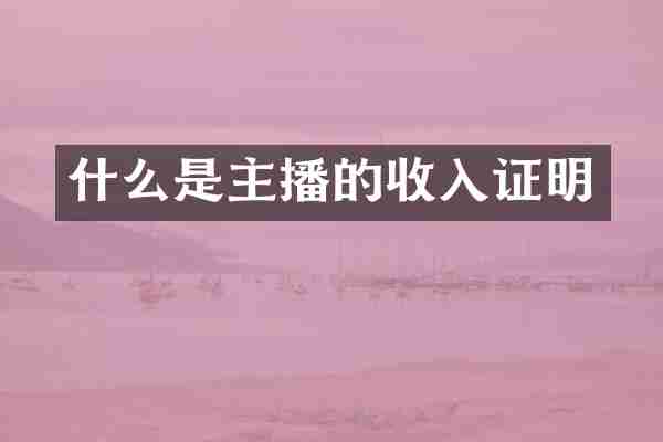 什么是主播的收入证明