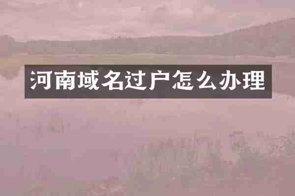 河南域名过户怎么办理
