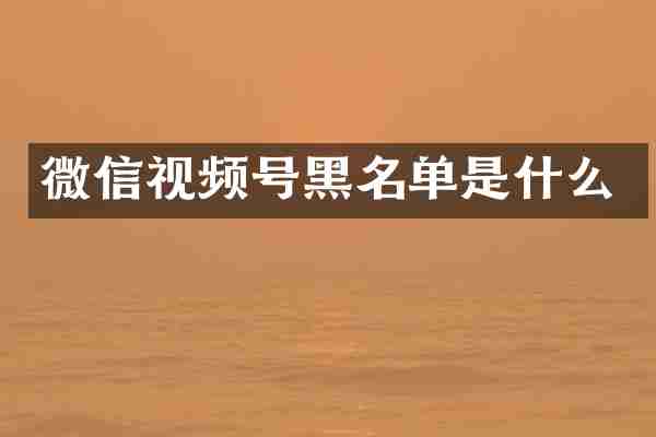 微信视频号黑名单是什么
