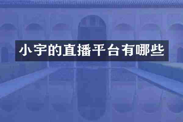 小宇的直播平台有哪些