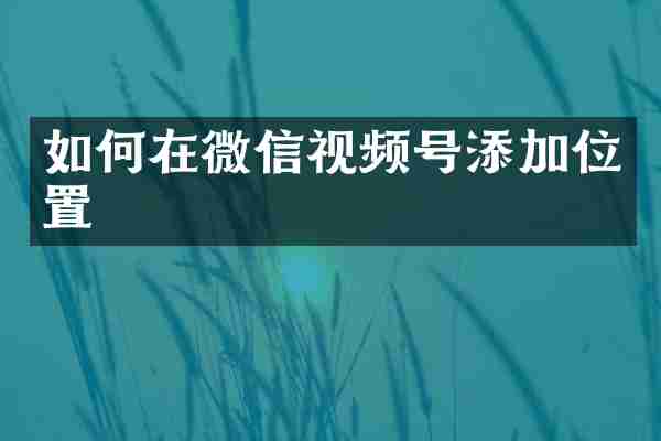 如何在微信视频号添加位置
