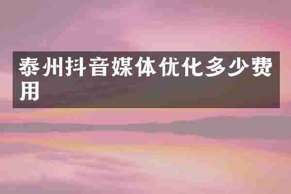 泰州抖音媒体优化多少费用