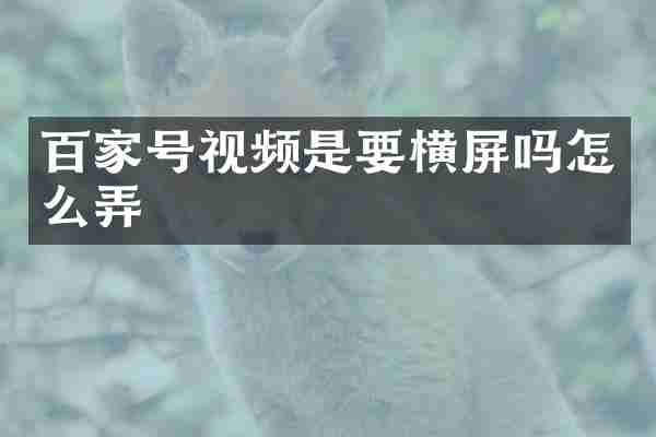 百家号视频是要横屏吗怎么弄